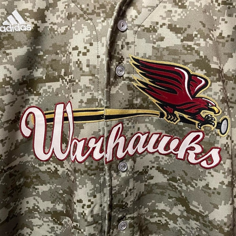 GAME WORN 2010 Louisiana Monroe Warhawks college baseball Camo Military jersey - Picture 2 of 8
